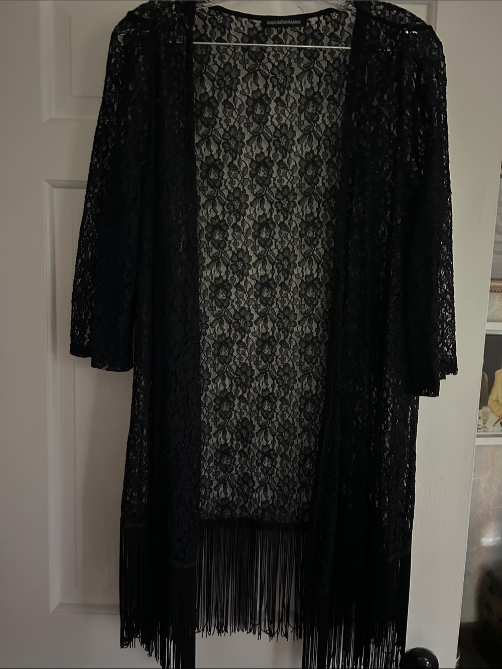 Black Lace Fringe Kimono Cardigan - Women's Intimates & Sleepwear